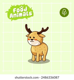 food animal combines 2 materials, cute cartoon mascot logo characters in the form of deer and longan, for business, collections, stickers, cool, cheerful, sophisticated, modern