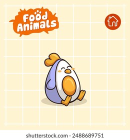 food animal combines 2 materials, cute cartoon mascot logo characters in the form of chicken and salted egg, for business, collections, stickers, cool, cheerful, sophisticated, modern