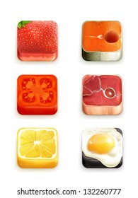 Conjunto vectorial de iconos de aplicación de alimentos