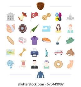 food, architecture, hair and other web icon in cartoon style. atelier, typography, travel icons in set collection.