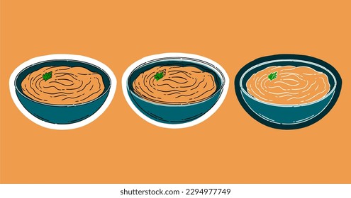 food art Hummus hand drawn and doodle sticker. illustration icon sticker Hummus logo