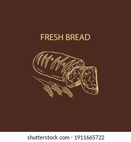 Food background. Baking sketch. Different types of bread.