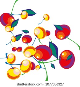 Food background. Cherries in a Decorative Style