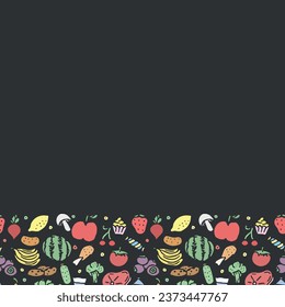 Food background. Doodle food illustration with place for text