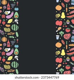 Food background. Doodle food illustration with place for text