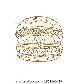 Food background. Hamburger sketch. Silhouette.