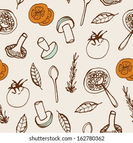 Food background. Hand drawn seamless pattern 