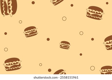 Food background illustration, burger pattern design for burger restaurant business card