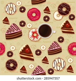 Food background (seamless pattern vector illustration)