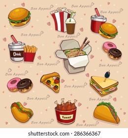 Food background - seamless pattern vector illustration