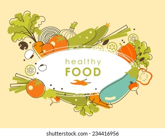 Food background with vegetables and blank space for your text
