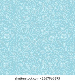 Food background, vegetables seamless pattern. Healthy eating - tomato, garlic, carrot, pepper, broccoli, cucumber line icons. Vegetarian, farm grocery store vector illustration.