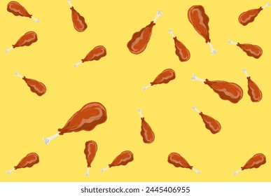 food background,a bunch of fried chicken on a yellow background