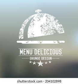 Food badge grunge symbol on blur background,vector
