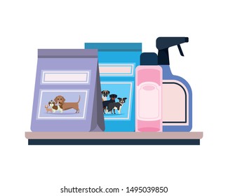 food bag and containers for pet grooming