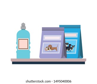 food bag and containers for pet grooming
