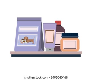 food bag and containers for pet grooming
