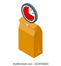 Food bag delivery icon isometric vector. Online service. Deliver character