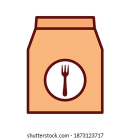 bolsa de alimentos con tenedor en el medio de su diseño de ilustración vectorial