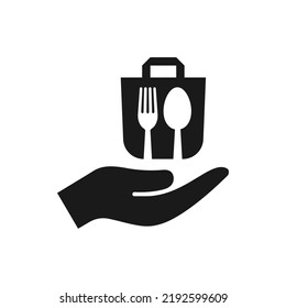 Food bag icon on hand flat style isolated on white background. Vector illustration