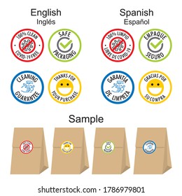 Food Bag Stickers, Decal, Covid19 Free, Coronavirus Free, Cleaning Guarantee, Safe Packaging And A Thanks For Your Purchase