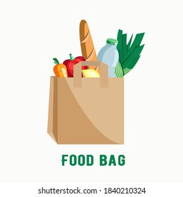 Bolsa de comida de la tienda, entrega rápida y gratuita. Ilustración del vector