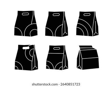 Food bag vector icon set. Grocery shopping logotype design.