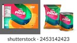 Food bag. vector package. Food pouch foil pack. 3d sachet for snack product mockup design. Chocolate Foil packet. Pillow bag for chips or cookie. Coffee bag, tea container
