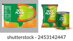 Food bag. vector package. Food pouch foil pack. 3d sachet for snack product mockup design. Chocolate Foil packet. Pillow bag for chips or cookie. Coffee bag, tea container