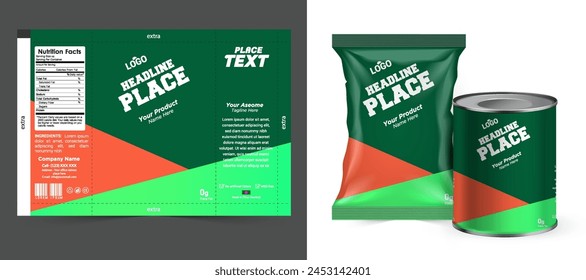 Food bag. vector package. Food pouch foil pack. 3d sachet for snack product mockup design. Chocolate Foil packet. Pillow bag for chips or cookie. Coffee bag, tea container