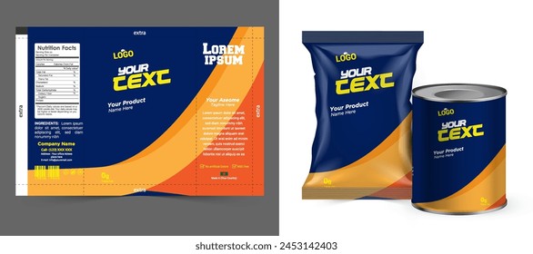 Food bag. vector package. Food pouch foil pack. 3d sachet for snack product mockup design. Chocolate Foil packet. Pillow bag for chips or cookie. Coffee bag, tea container