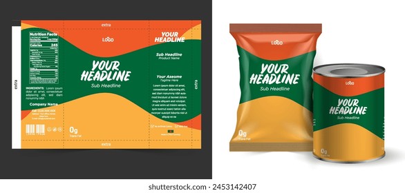 Food bag. vector package. Food pouch foil pack. 3d sachet for snack product mockup design. Chocolate Foil packet. Pillow bag for chips or cookie. Coffee bag, tea container