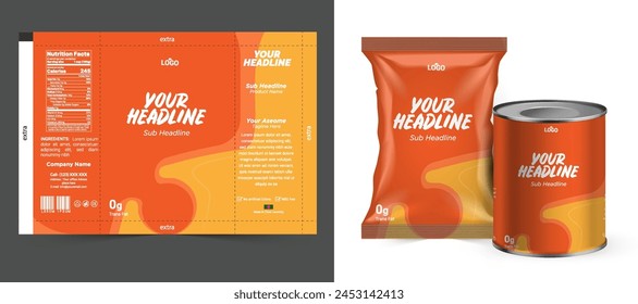 Food bag. vector package. Food pouch foil pack. 3d sachet for snack product mockup design. Chocolate Foil packet. Pillow bag for chips or cookie. Coffee bag, tea container