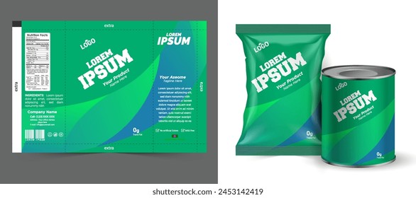 Food bag. vector package. Food pouch foil pack. 3d sachet for snack product mockup design. Chocolate Foil packet. Pillow bag for chips or cookie. Coffee bag, tea container