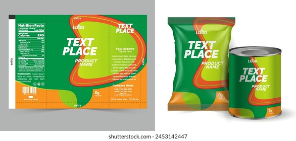 Food bag. vector package. Food pouch foil pack. 3d sachet for snack product mockup design. Chocolate Foil packet. Pillow bag for chips or cookie. Coffee bag, tea container