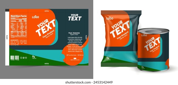 Food bag. vector package. Food pouch foil pack. 3d sachet for snack product mockup design. Chocolate Foil packet. Pillow bag for chips or cookie. Coffee bag, tea container