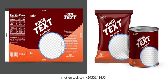 Food bag. vector package. Food pouch foil pack. 3d sachet for snack product mockup design. Chocolate Foil packet. Pillow bag for chips or cookie. Coffee bag, tea container