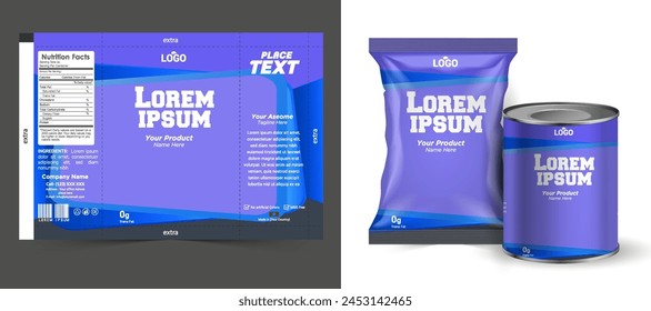 Food bag. vector package. Food pouch foil pack. 3d sachet for snack product mockup design. Chocolate Foil packet. Pillow bag for chips or cookie. Coffee bag, tea container