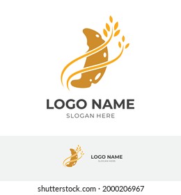 food bakery logo design with flat orange and brown color style