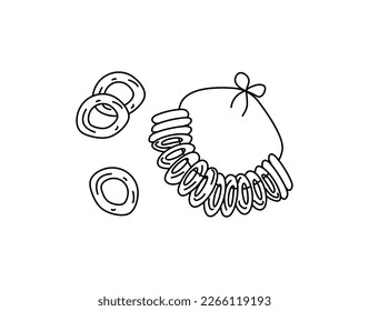  Comida, hornear. Composición de Bagels. Ruso, producto para la masa. Conjunto de iconos en estilo doodle.  Ilustración vectorial. Fondo aislado.