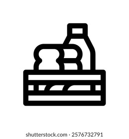 Food bank. Editable stroke vector icon.