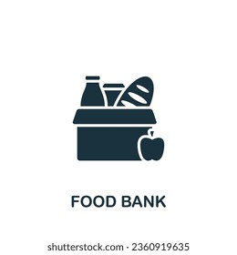 Icono de banco de alimentos. Cartel monocromo simple de la caridad y la colección sin fines de lucro. Icono de banco de alimentos para logotipo, plantillas, diseño web e infografías.