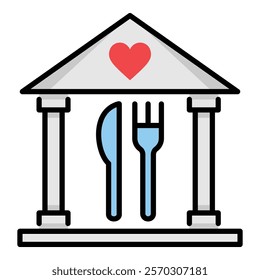 Food bank icon symbolizing food distribution, charity, and community support. Perfect for icons related to food banks, donations, and volunteer efforts
