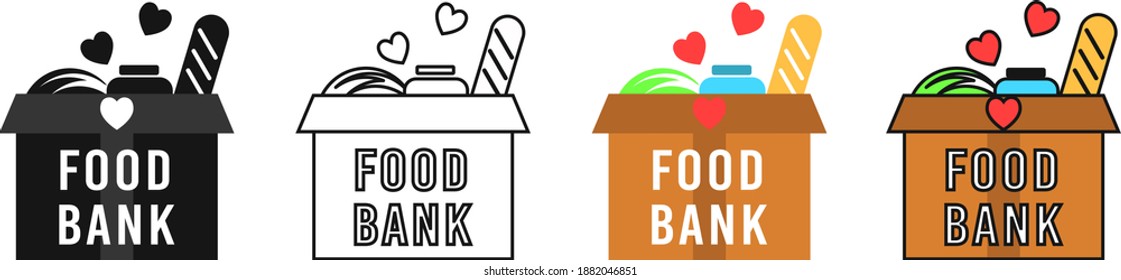 Food Bank Icon, Vector Set EPS 10 Illustration