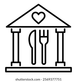 Food bank line icon, symbolizing community support, nourishment, and assistance for those in need round line vector icon with editable stroke 