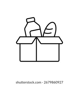 Icono de Vector de línea fina del banco de alimentos