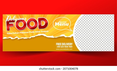 food banner with comic style background