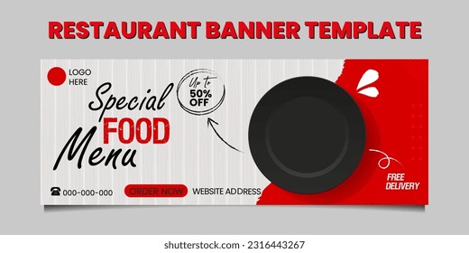 Food banner design vector template. Restaurant promotion banner