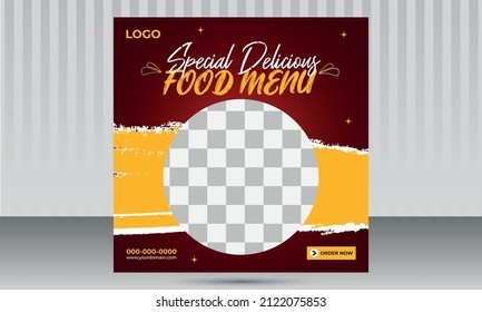 Food Banner Post Design for Social Media and Instagram