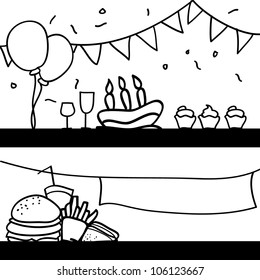 food banner silhouettes for party, fun and others